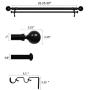 eTeckram 1'' Double Curtain Rod with Ball Finials - 28to 48, Black
