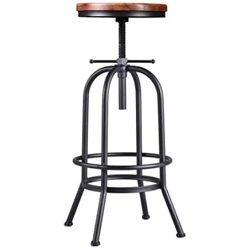 Retro Industrial Bar Stool Solid Wood and Metal Height Adjustable Swivel Counter Height Dining Chair,Rustic Bar Stool,Extra Tall Pub Height(Assembly not Required) Retro Industrial Bar Stool Solid Wood and Metal Height Adjustable Swivel Counter Height Dining Chair,Rustic Bar Stool,Extra Tall Pub Height(Assembly not Required)