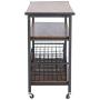 Baxton Studio Lancashire Wood and Metal Kitchen Cart, Brown