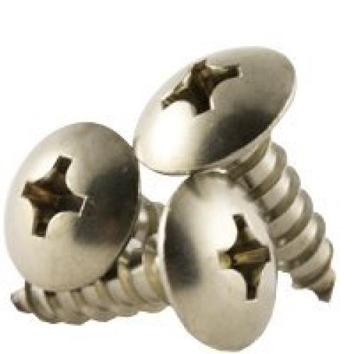 #10 x 1'' Truss Head Sheet Metal Screw - Stainless Steel 18-8, 10 Self-Tapping Type A, Phillips Drive, 1 Inch Length, Fully Threaded, Size: #10 (Quantity: 500) - Self Tappers - Self Taping Bolts