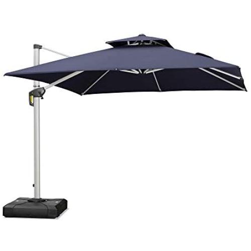 PURPLE LEAF 10ft Patio Umbrella Outdoor Square Umbrella Large Cantilever Umbrella Windproof Offset Umbrella Heavy Duty Sun Umbrella for Garden Deck Pool Patio, Navy Blue