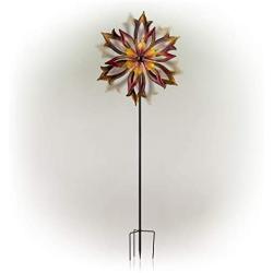 Alpine Corporation KPP426 Double-Sided Flame Windmill Stake-Kinetic Spinner Outdoor Yard Art Decor, 96-Inch, Multicolor