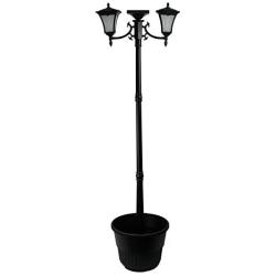 Sun-Ray 312014 Vittoria 2-Head Solar LED Lamp Post & Planter, Batteries Included, 7, Black