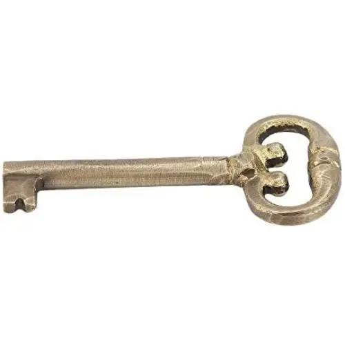 Skeleton Key, Antique Finish Classic Brass Metal, Mortise Locks Rim Architectural Barrel Lock Key, Vintage Cabinet Dresser Draw Grandfather Clock (Shank Length 1 3/4 Inch, Bit 1/4 X 1/4 Inch) S5591