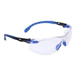 3M Safety Glasses, Solus 1000 Series, ANSI Z87, Scotchgard Anti-Fog Clear Lens, Low Profile Blue/Black Frame