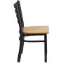 Flash Furniture HERCULES Series Black Ladder Back Metal Restaurant Chair - Natural Wood Seat