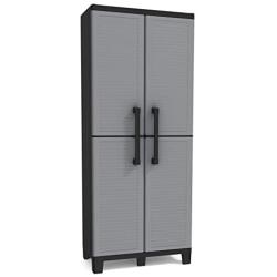 Keter Storage Cabinet with Doors and Shelves - Perfect for Garage and Basement Organization, Grey