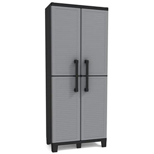 Keter Storage Cabinet with Doors and Shelves - Perfect for Garage and Basement Organization, Grey