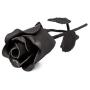 OptiProducts The Eternal Rose Beautiful Hand Forged Wrought Iron Metal Flower Decor | A Single Powder Coated Black Rose