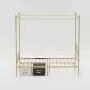 WeeHom Queen Size Metal Canopy Bed Frame No Box Spring Needed Support Mattress Foundation Easy Set-Up Steel Platform Bed Gold WeeHom Queen Size Metal Canopy Bed Frame No Box Spring Needed Support Mattress Foundation Easy Set-Up Steel Platform Bed Gold