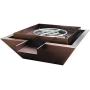 Custom Install Parts 18'' 24'' Stainless Steel or Rustic Black Square Fire Pit Bowl Pot w/Waterfall Column (24'' Fire Pit w/Waterfall, Copper Cladded)