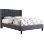 Life Home Premiere Classics Cloth Charcoal Blue Linen 51'' Tall Headboard Platform Bed with Slats Queen - Complete Bed 5 Year Warranty Included 007