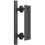 SMARTSTANDARD 12 Inch Sliding Barn Door Handle, Pull and Flush Hardware Set, Black Powder Coated Finish, Large Rustic Two-Side Design