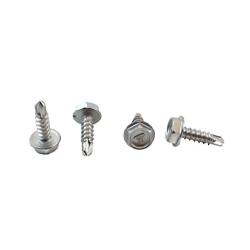 Stainless #6 x 1/2 Inch Hex Washer Head Self Drilling Sheet Metal Tek Screws with Drill Point, 410 Stainless Steel, Self Driller, 100 Pieces (#6 x 1/2 Inch)