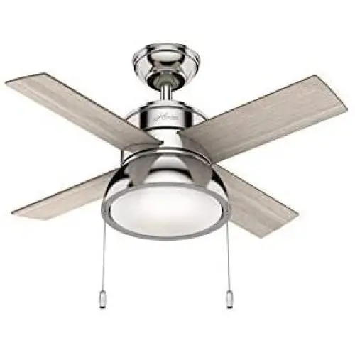 HUNTER 59386 Loki Indoor with LED Light with Pull Chain Control, 36'', Polished Nickel HUNTER 59386 Loki Indoor with LED Light with Pull Chain Control, 36'', Polished Nickel