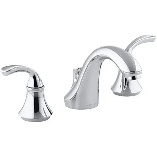 KOHLER K-10269-4-CP Forte Widespread Commercial Bathroom Sink Faucet with Sculpted Lever Handles, Metal Drain, Red/Blue Indexing and Vandal-Resistant Aerator, Polished Chrome KOHLER K-10269-4-CP Forte Widespread Commercial Bathroom Sink Faucet with Sculpted Lever Handles, Metal Drain, Red/Blue Indexing and Vandal-Resistant Aerator, Polished Chrome