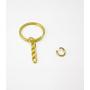 yueton Pack of 100 25mm/0.98'' Metal Split Key Ring with Chain (Gold)