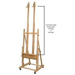 Creative Mark Saint Remy Wooden H-Frame Artist Studio Floor Easel Double Mast Adjustable Multi Angles to Flat for Small to Extra Large Canvas Paintings up to 60''w x 82'' h - Oiled Beechwood