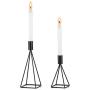 Sziqiqi Metal Taper Candle Holders Candlestick Holders Set of 2, Black Candlestick Holder for Taper Candles, Geometric Wire Modern Decorative Centerpiece Candle Candlestick Holders for Table, S - L