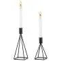 Sziqiqi Metal Taper Candle Holders Candlestick Holders Set of 2, Black Candlestick Holder for Taper Candles, Geometric Wire Modern Decorative Centerpiece Candle Candlestick Holders for Table, S - L