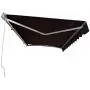 MCombo 13x8 Feet Manual Retractable Patio Door Window Awning Sunshade Shelter Outdoor Canopy(Coffee Brown)