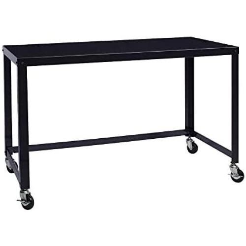 Office Dimensions 21647 Black RTA 48'' Wide Mobile Metal Desk Workstation Home Office Collection, 29.5'' x 48'' x 24''