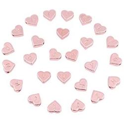 Mystart 26 Pieces Alloy Heart Shape A-Z Alphabet English Letters Charms Loose Beads for Bracelet Necklace Jewelry (Rose Gold)