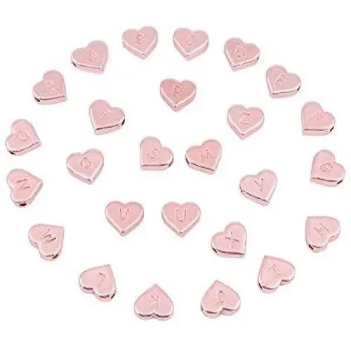 Mystart 26 Pieces Alloy Heart Shape A-Z Alphabet English Letters Charms Loose Beads for Bracelet Necklace Jewelry (Rose Gold) Mystart 26 Pieces Alloy Heart Shape A-Z Alphabet English Letters Charms Loose Beads for Bracelet Necklace Jewelry (Rose Gold)
