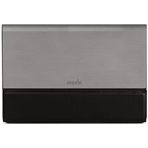 Moshi IonBank 5K Portable Battery 5,150 mAh with Built-in Lightning Cable [MFi-Certified], Aircraft-Grade Aluminum with Vegan Leather, Power Bank for iPhone 11 & Other iOS Device, Gunmetal Gray