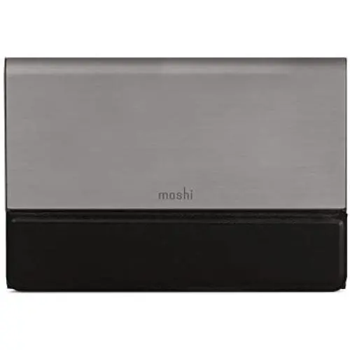 Moshi IonBank 5K Portable Battery 5,150 mAh with Built-in Lightning Cable [MFi-Certified], Aircraft-Grade Aluminum with Vegan Leather, Power Bank for iPhone 11 & Other iOS Device, Gunmetal Gray