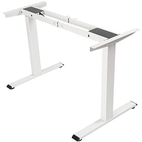 Electric Stand up Desk Frame - FEZIBO Dual Motor and Cable Management Rack Height Adjustable Sit Stand Standing Desk Base Workstation, White (Frame Only)