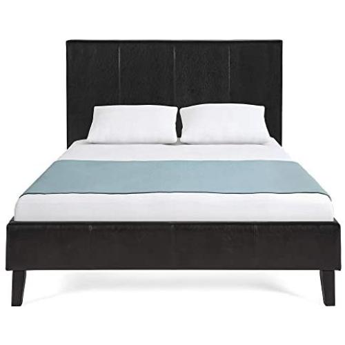 Best Choice Products Faux Leather Upholstered Queen Size Modern Platform Bed Frame Mattress Support w/Wood Slats, Metal Frame, Headboard, Footboard, Black