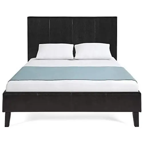 Best Choice Products Faux Leather Upholstered Queen Size Modern Platform Bed Frame Mattress Support w/Wood Slats, Metal Frame, Headboard, Footboard, Black Best Choice Products Faux Leather Upholstered Queen Size Modern Platform Bed Frame Mattress Support w/Wood Slats, Metal Frame, Headboard, Footboard, Black