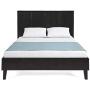 Best Choice Products Faux Leather Upholstered Queen Size Modern Platform Bed Frame Mattress Support w/Wood Slats, Metal Frame, Headboard, Footboard, Black