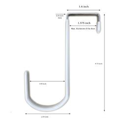 Tetra-Teknica EDH-3P Vinyl Coated Over The Door Hook Fits Door up to 1⅜ Inch Thick, 3 per Pack, Color White