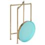 Kate and Laurel Celia Round Foldable Tray Accent Table, 14'' x 14'' x 25.75'', Light Teal and Gold, Modern Minimalist Design and Magnetic Tabletop