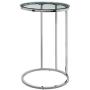 Walker Edison Ophelia Contemporary Metal and Glass Round C Accent Table, 16 Inch, Glass and Silver