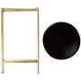 Kate and Laurel Celia Round Metal Foldable Tray Accent Table, Black with Gold Base