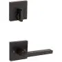 Kwikset 98180-020 San Clemente Single Cylinder Low Profile Front Lock Handleset with Halifax Door Handle Lever Featuring SmartKey Security, Iron Black