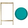 Kate and Laurel Celia Round Metal Foldable Tray Accent Table, Teal with Gold Base