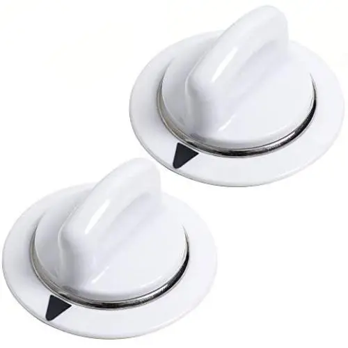 Unbreakable WE1M654 Dryer Heavy Duty Timer Knob with Metal Ring Replacement Part by Blue Stars - Exact Fit for GE & Hotpoint Dryers - Replaces AP3995098 WE01M0443 WE1M443 - Pack of 2