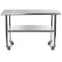 AmGood Stanless Steel Work Table with Casters | Mobile Metal Table (Stainless Steel Work Table + Casters, 48'' Long x 18'' Deep) AmGood Stanless Steel Work Table with Casters | Mobile Metal Table (Stainless Steel Work Table + Casters, 48'' Long x 18'' Deep)