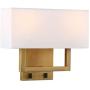 Permo 2-Lights Wall Sconce Light Fixture Antique Finish with White Textile Shades and 2pcs On/Off Switch Button Living Room Bedside Nightstand Light