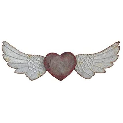 Creative Co-op Red Heart with Wings Wall Decor, 35.5'' L x 1.5'' W x 13.25'' H