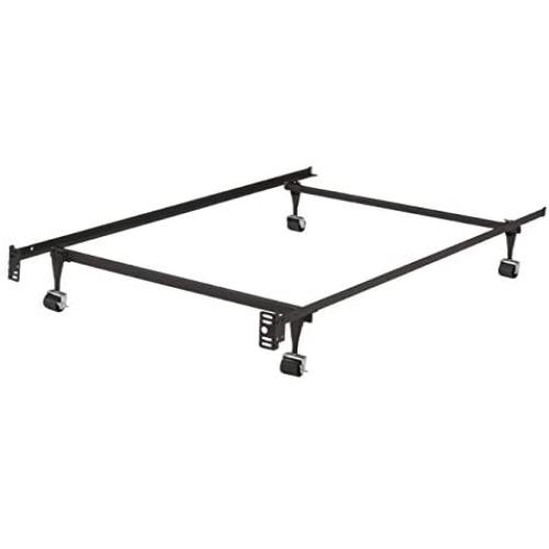 Kings Brand Furniture - Heavy Duty Metal Twin Size Bed Frame with Rug Rollers & Locking Wheels