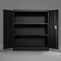 Merax - WF192245 Steel Storage Cabinet, 3 Shelf Metal Storage Cabinet with 2 Adjustable Shelves and Lockable Doors, 41.6'' H x 36'' W x 18'' D Black
