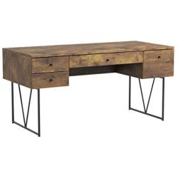 Analiese 4-Drawer Writing Desk Antique Nutmeg and Black
