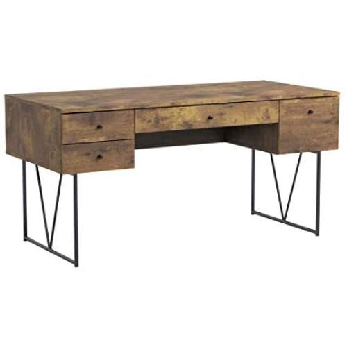 Analiese 4-Drawer Writing Desk Antique Nutmeg and Black