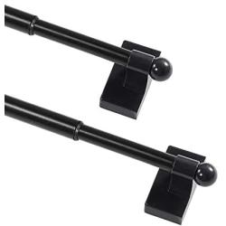 Magnetic Curtain Rods for Metal Doors Multi-Use Curtain Rods for Small Windows Cafe Sidelight and Iron Steel Places, 1/2 Inch Diameter, Tool Free (2 Pack, Adjust from 9 to 16 Inch, Black)