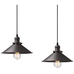 Zeyu Pendant Lighting 2 Pack, Industrial Hanging Lights for Kitchen, Oil Rubbed Bronze Finish with Metal Shade, 102-A2 ORB